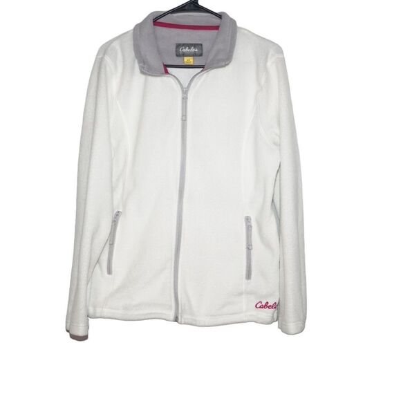Cabela's White Fleece Zip-Up Jacket, Medium - Picture 2 of 7